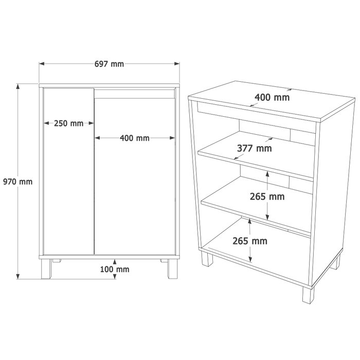 Hanah Home Armario Multiusos Nord - ND16-SW Blanco, Roble y Gris